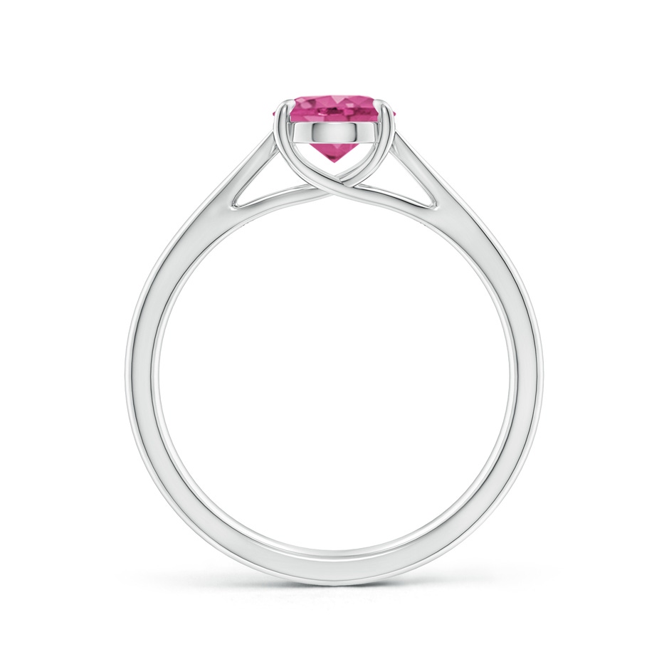 8x6mm AAAA Prong-Set Oval Pink Sapphire Cathedral Solitaire Ring in P950 Platinum side-1