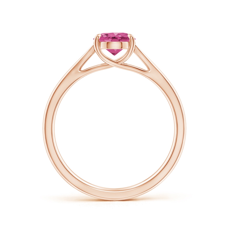 8x6mm AAAA Prong-Set Oval Pink Sapphire Cathedral Solitaire Ring in Rose Gold side-1