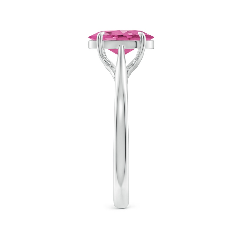 9x7mm AAA Prong-Set Oval Pink Sapphire Cathedral Solitaire Ring in P950 Platinum side-2