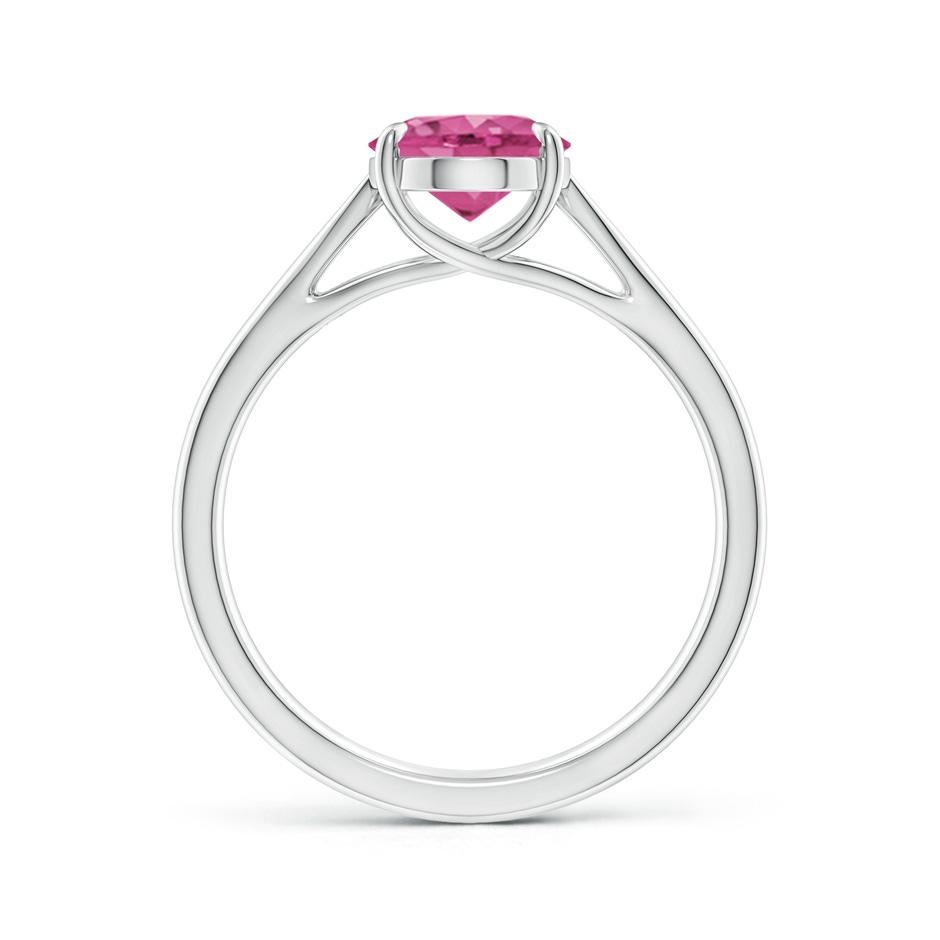 9x7mm AAAA Prong-Set Oval Pink Sapphire Cathedral Solitaire Ring in P950 Platinum side-1