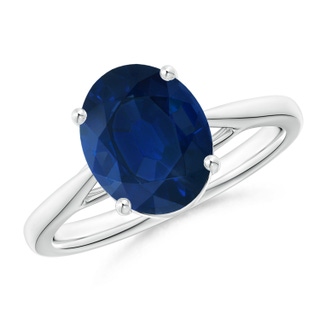 10x8mm AA Prong-Set Oval Sapphire Cathedral Solitaire Ring in P950 Platinum