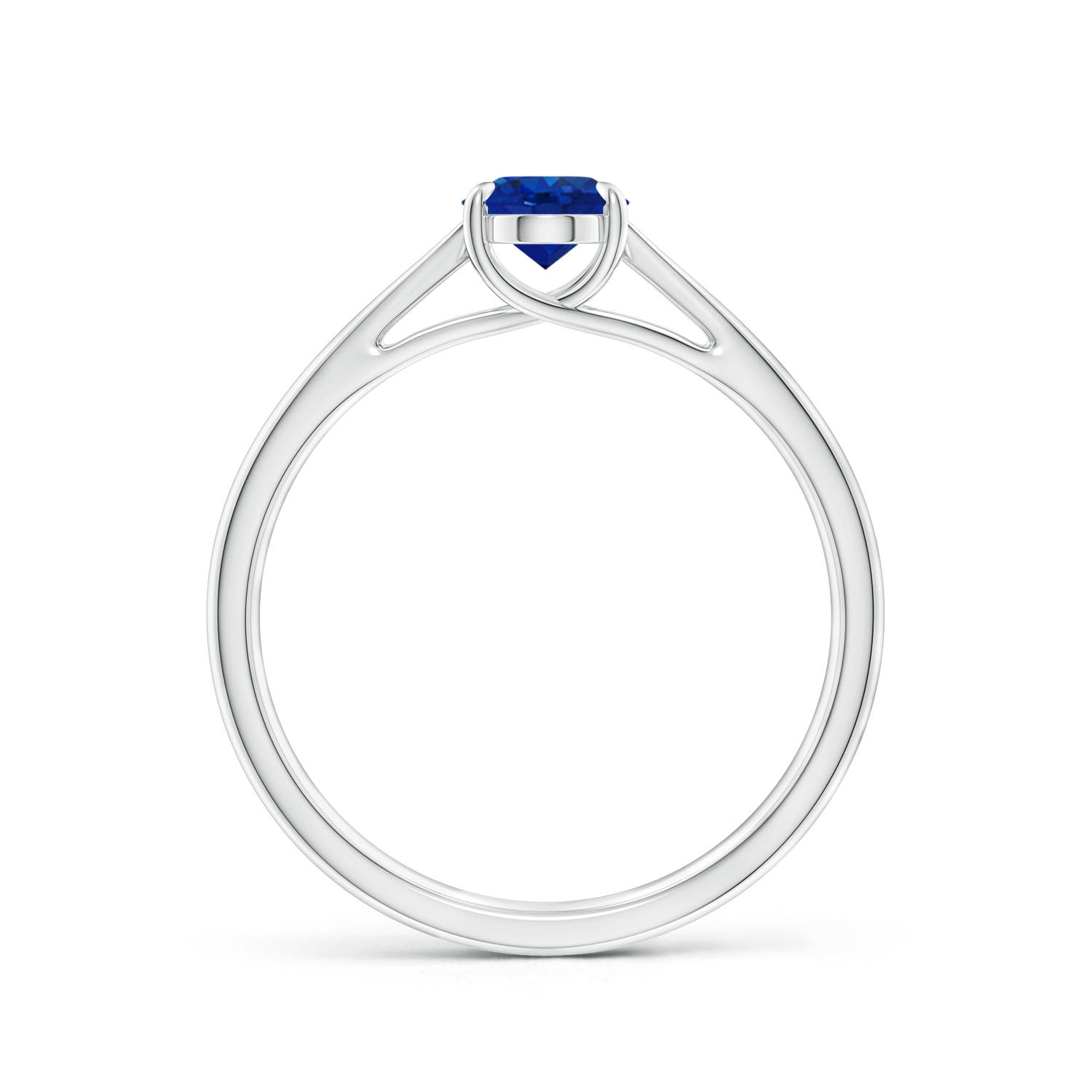 7x5mm AAA Prong-Set Oval Sapphire Cathedral Solitaire Ring in White Gold - side 2