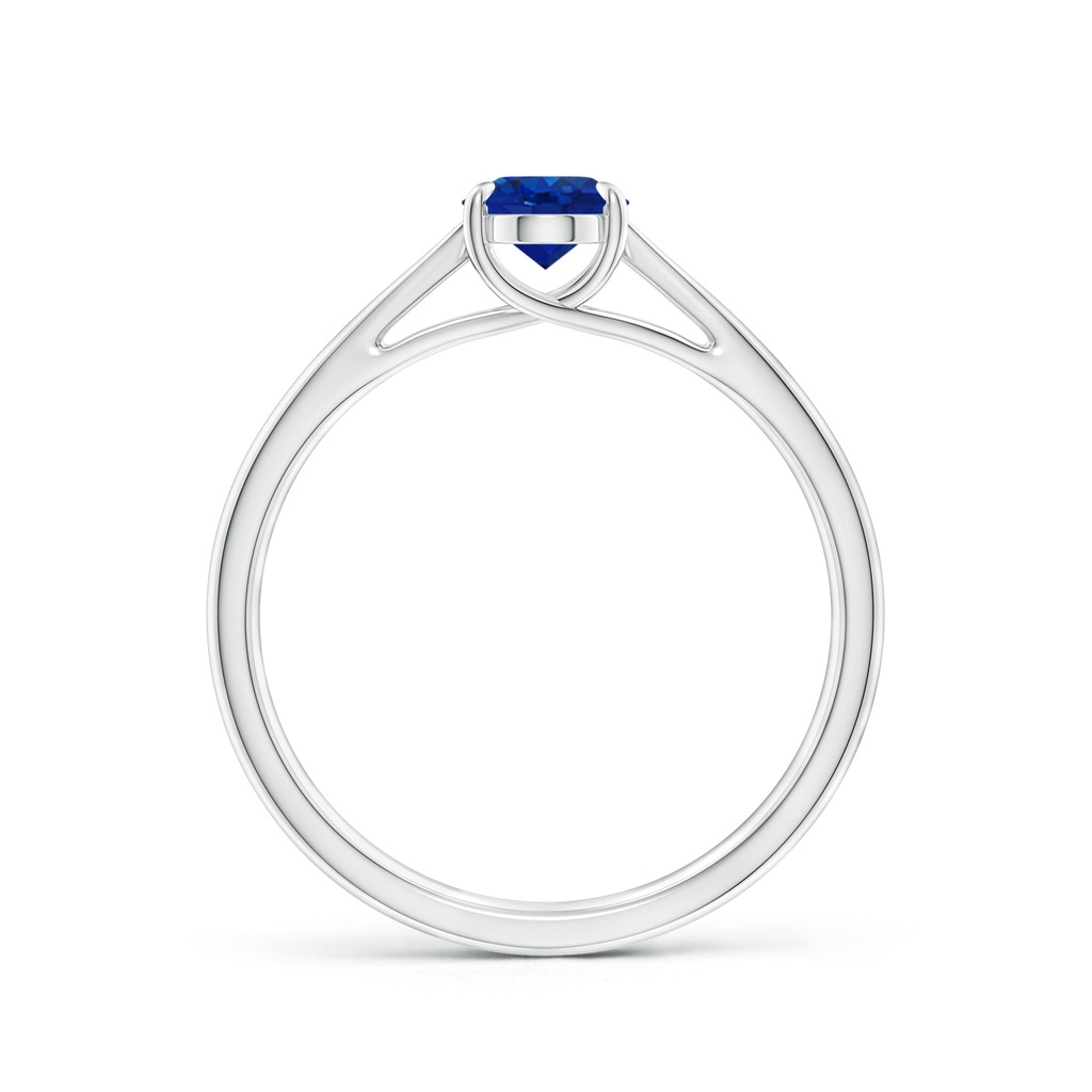 7x5mm AAA Prong-Set Oval Sapphire Cathedral Solitaire Ring in White Gold - side 199
