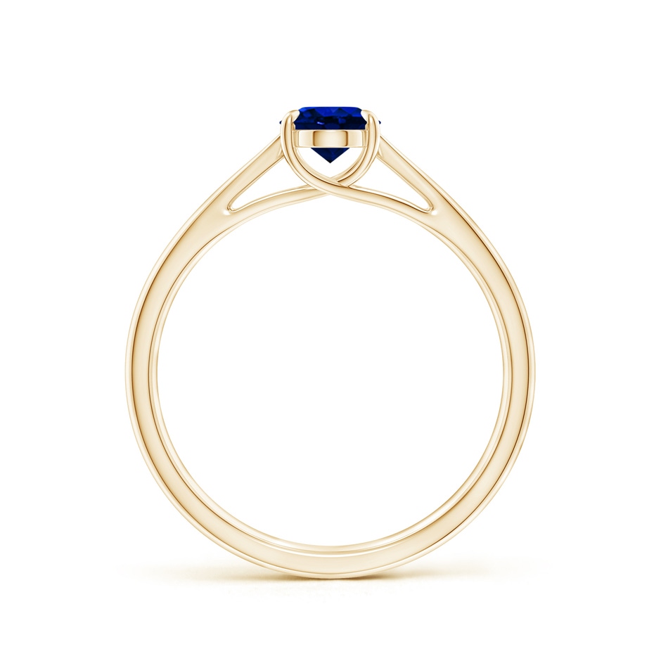 7x5mm AAAA Prong-Set Oval Sapphire Cathedral Solitaire Ring in Yellow Gold side 199