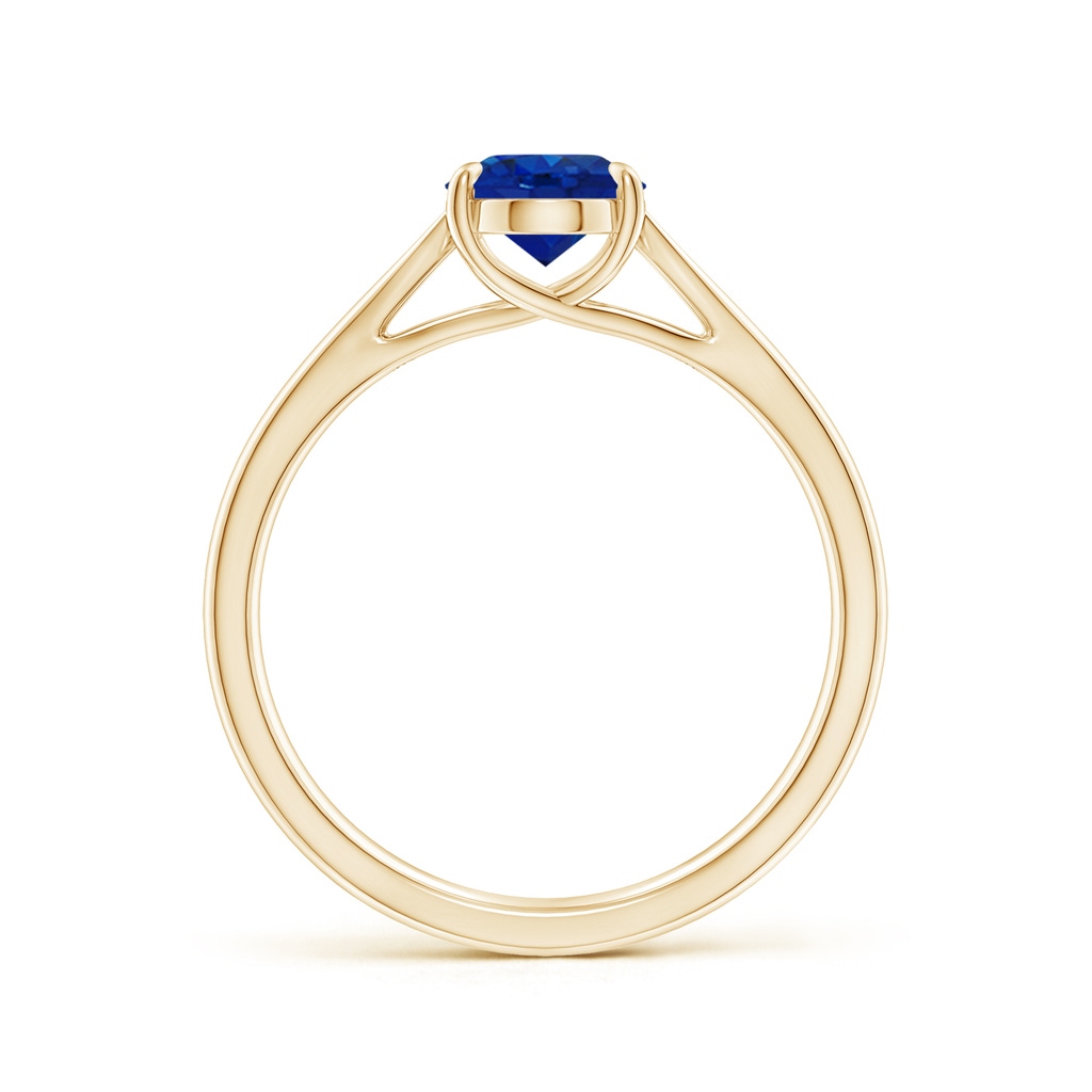 8x6mm AAA Prong-Set Oval Sapphire Cathedral Solitaire Ring in Yellow Gold - side 199