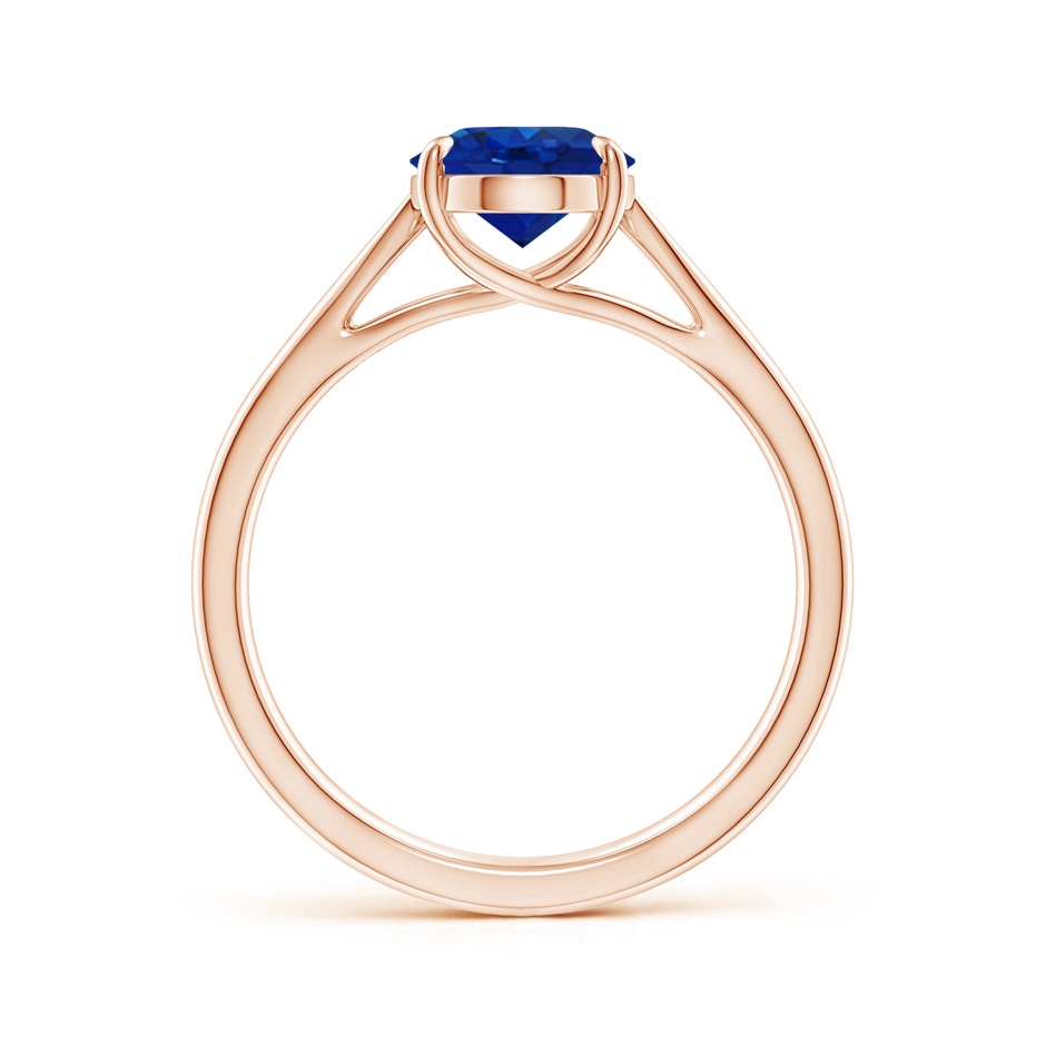 9x7mm AAA Prong-Set Oval Sapphire Cathedral Solitaire Ring in Rose Gold side 199