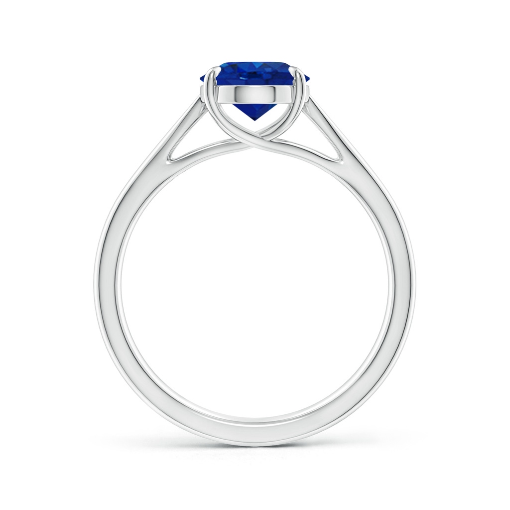 9x7mm AAA Prong-Set Oval Sapphire Cathedral Solitaire Ring in White Gold - side 199