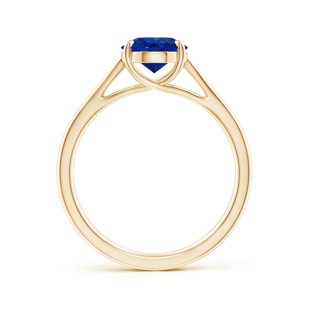9x7mm AAA Prong-Set Oval Sapphire Cathedral Solitaire Ring in Yellow Gold - side 199