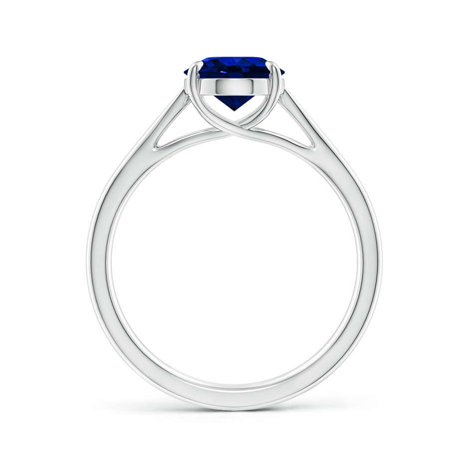 9x7mm AAAA Prong-Set Oval Sapphire Cathedral Solitaire Ring in White Gold side 199
