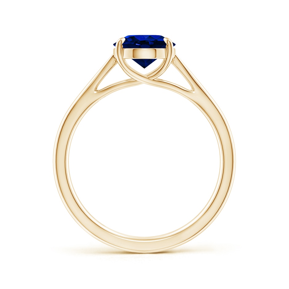 9x7mm AAAA Prong-Set Oval Sapphire Cathedral Solitaire Ring in Yellow Gold side 199