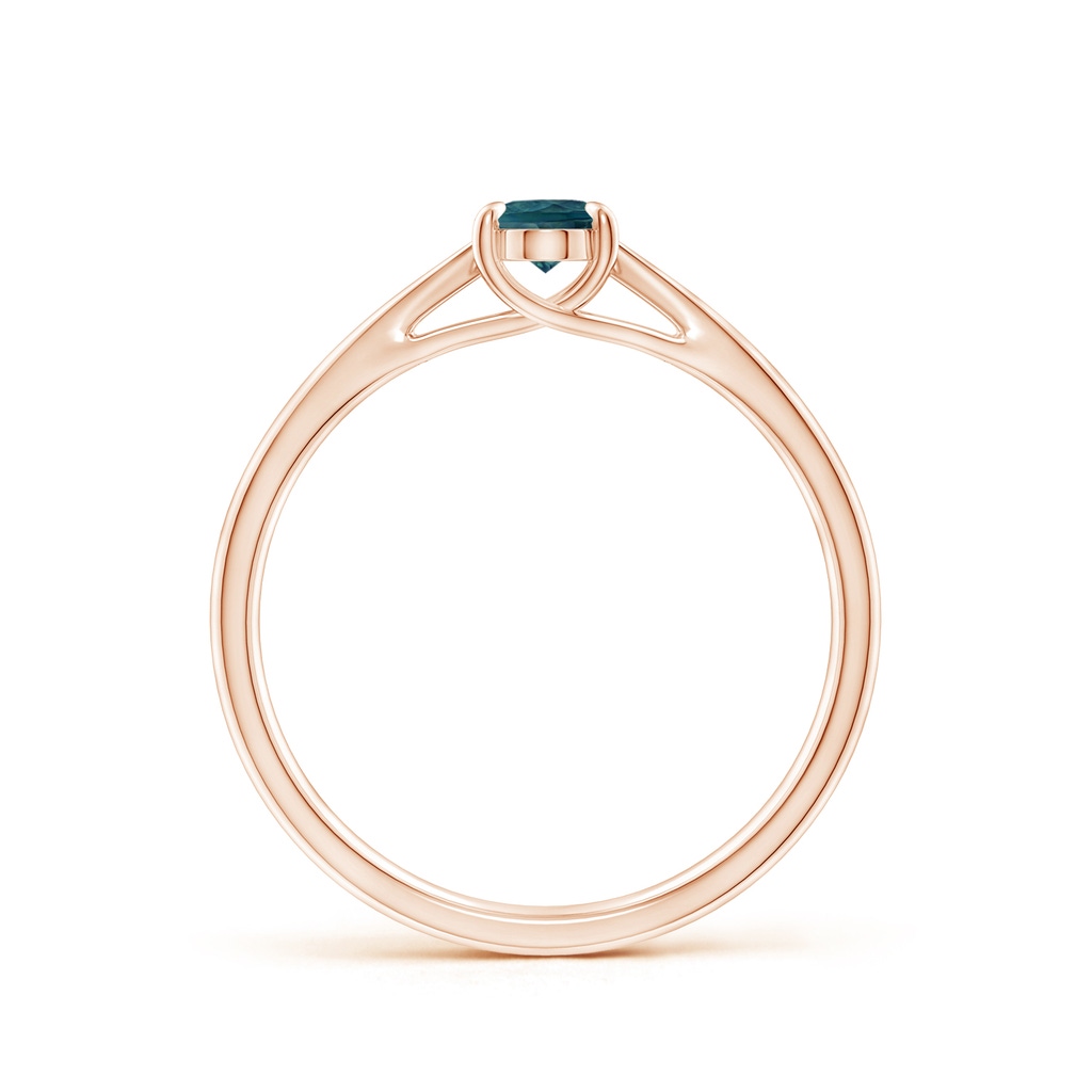 6x4mm AAA Prong-Set Oval Teal Montana Sapphire Cathedral Solitaire Ring in Rose Gold Side 1