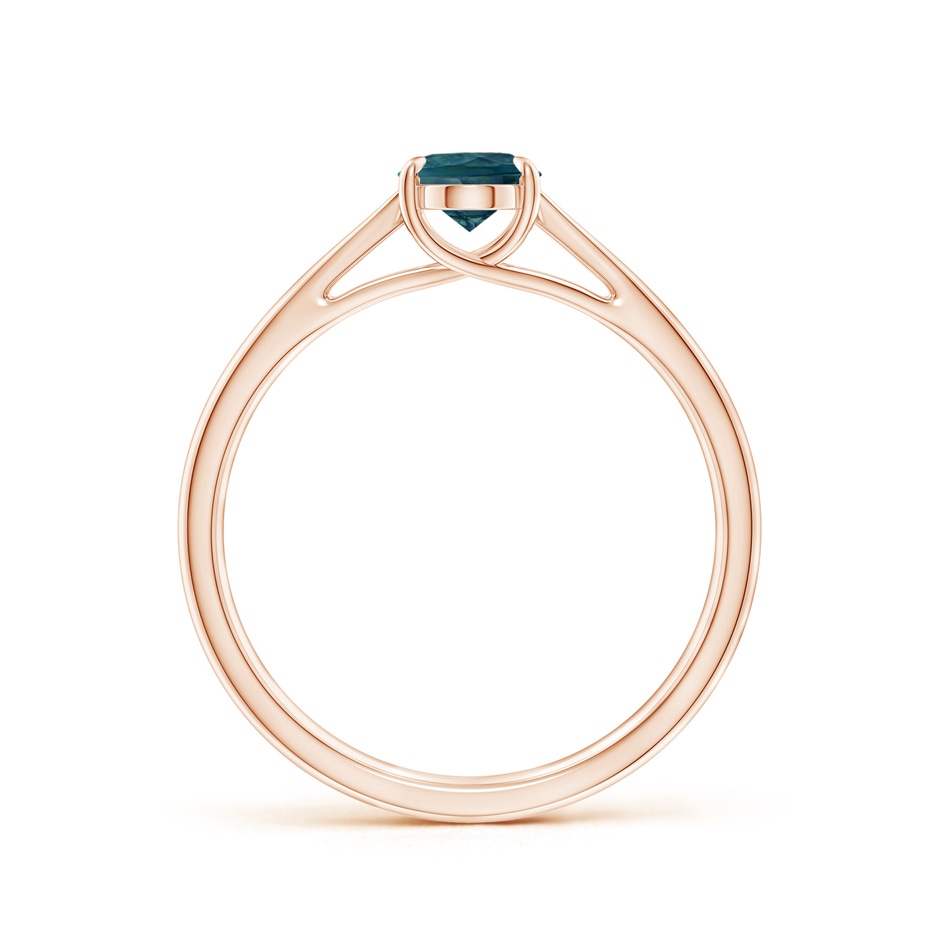 7x5mm AAA Prong-Set Oval Teal Montana Sapphire Cathedral Solitaire Ring in 9K Rose Gold side 199