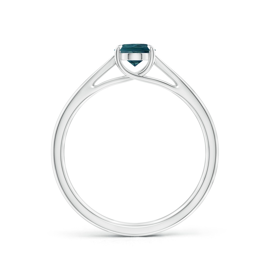 7x5mm AAA Prong-Set Oval Teal Montana Sapphire Cathedral Solitaire Ring in 9K White Gold side 199