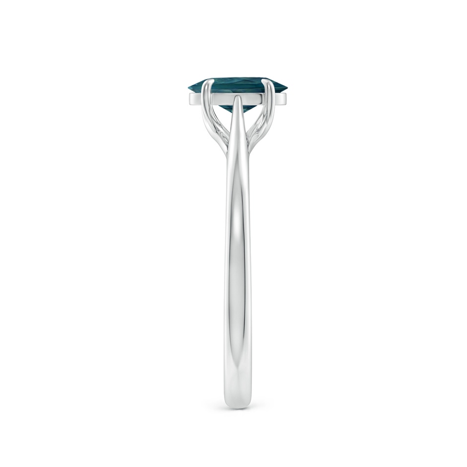 7x5mm AAA Prong-Set Oval Teal Montana Sapphire Cathedral Solitaire Ring in 9K White Gold side 299
