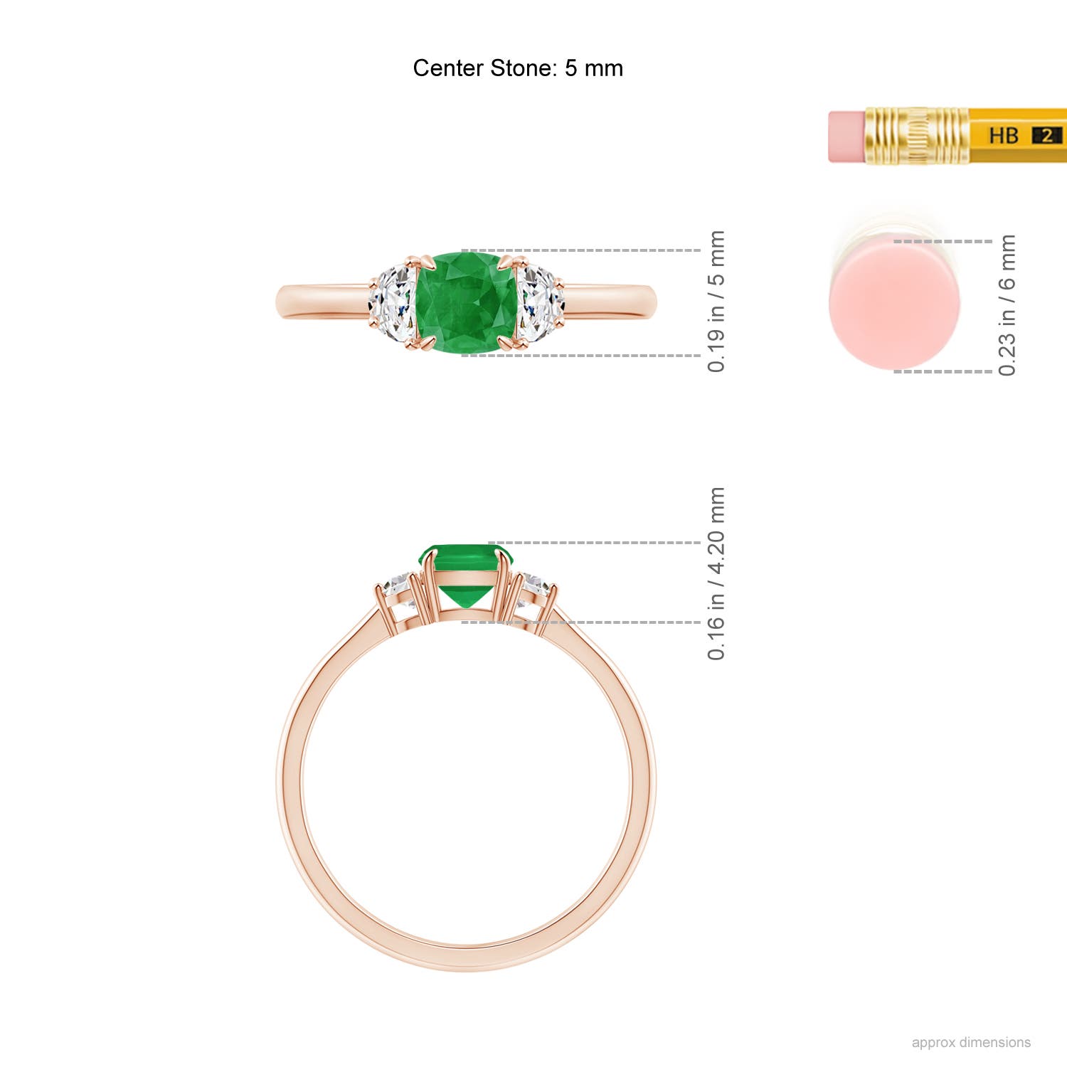 A - Emerald / 0.79 CT / 14 KT Rose Gold