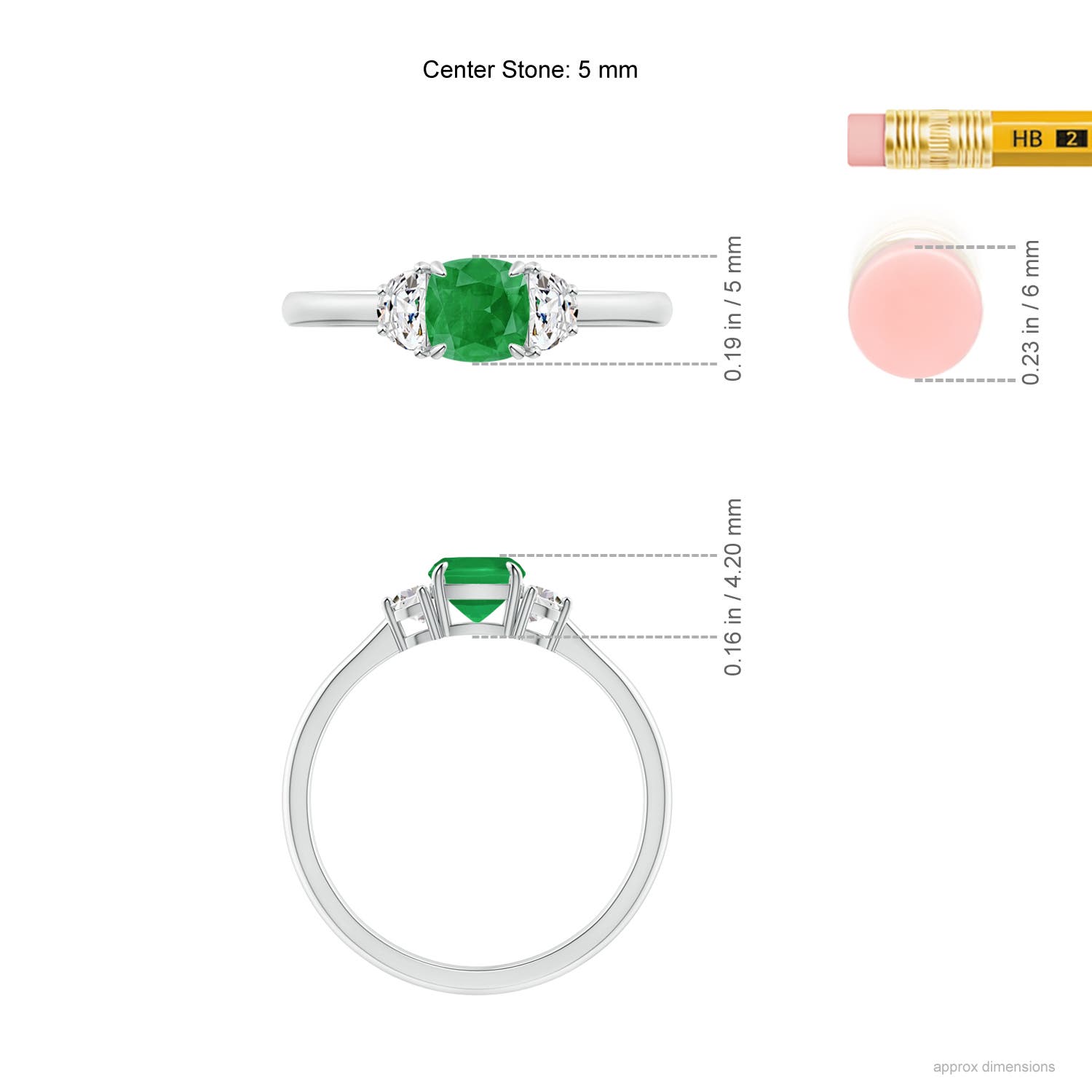 A - Emerald / 0.79 CT / 14 KT White Gold