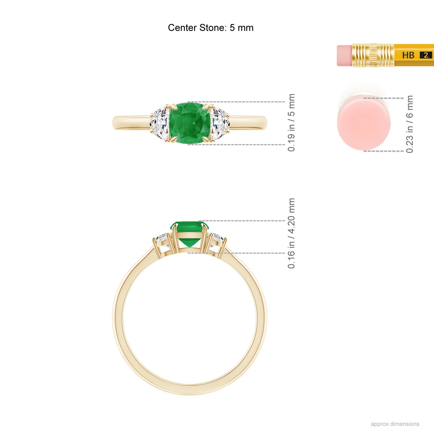 A - Emerald / 0.79 CT / 14 KT Yellow Gold