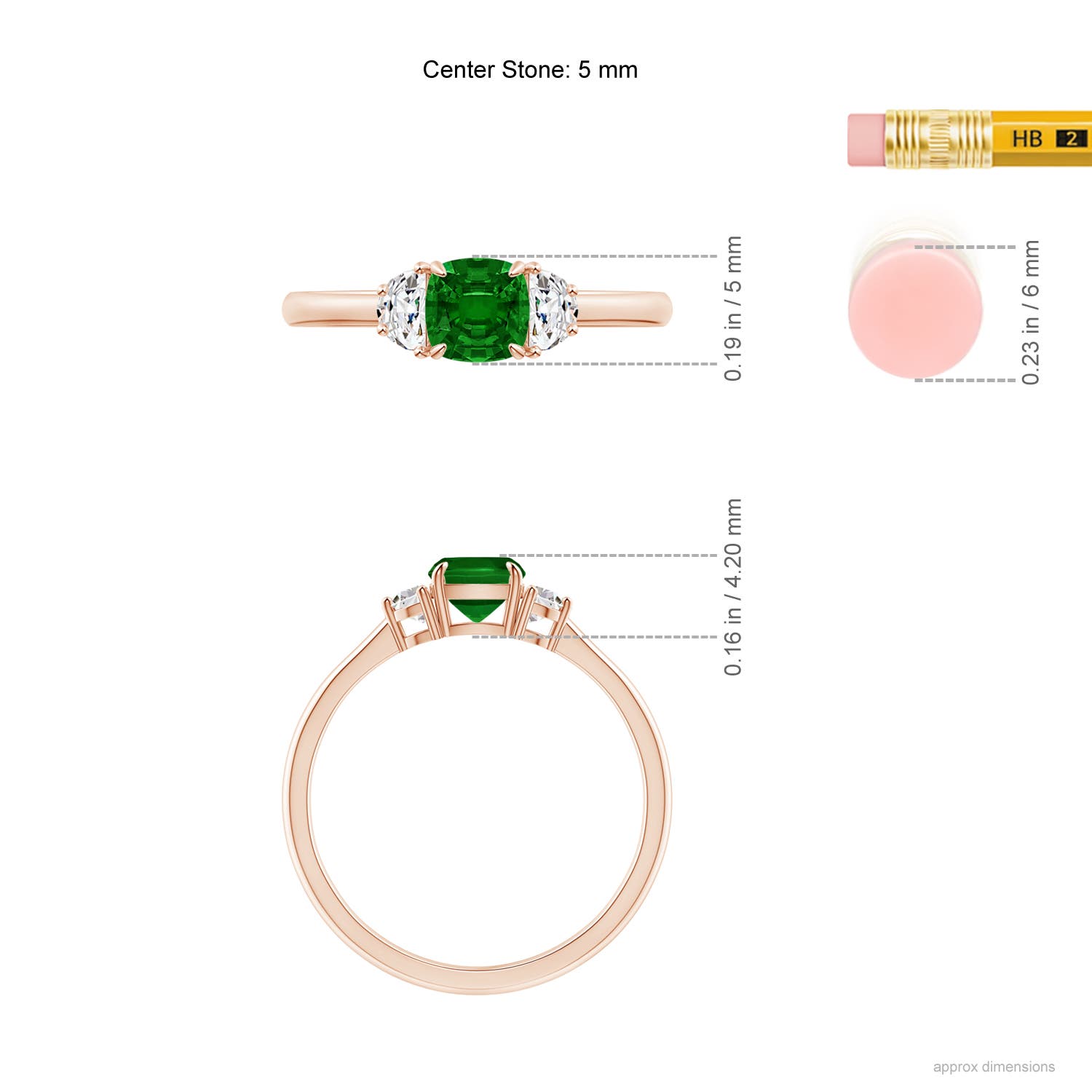 AAAA - Emerald / 0.79 CT / 14 KT Rose Gold