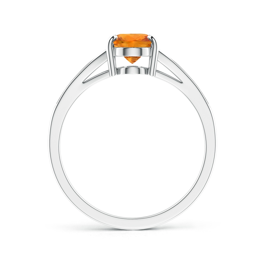 8x6mm AAA Vintage Style Solitaire Oval Orange Sapphire Split Shank Ring in White Gold Side-1