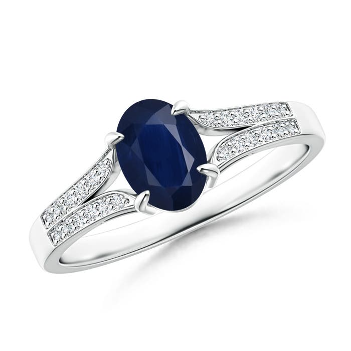 A - Blue Sapphire / 0.96 CT / 14 KT White Gold