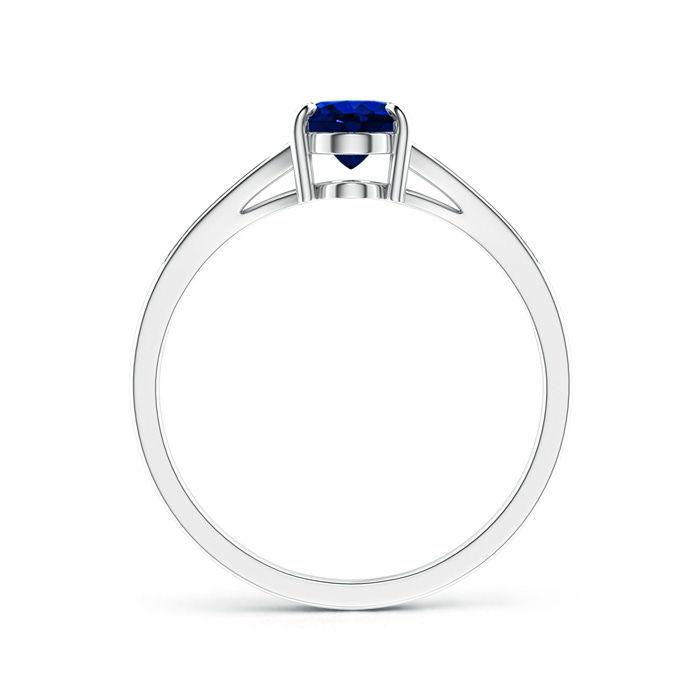 7x5mm AAAA Vintage Style Solitaire Oval Blue Sapphire Split Shank Ring in White Gold Product Image