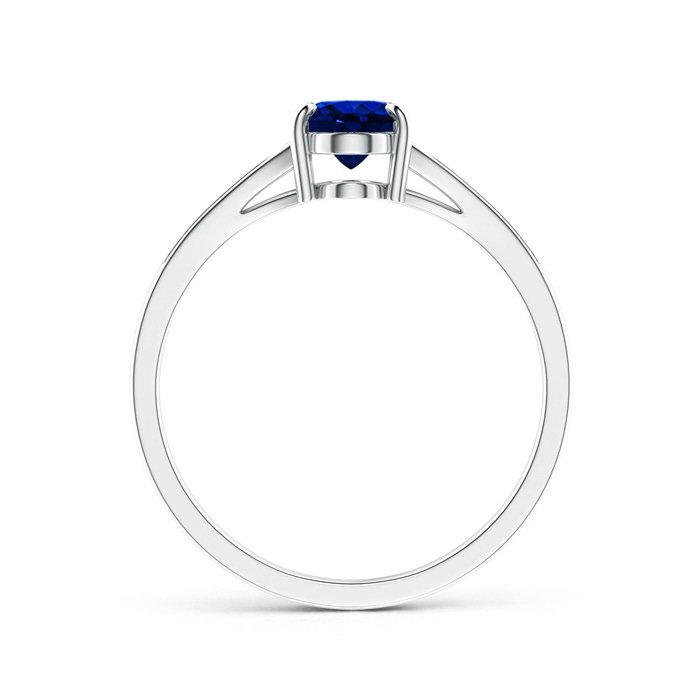 7x5mm AAAA Vintage Style Solitaire Oval Blue Sapphire Split Shank Ring in White Gold product image