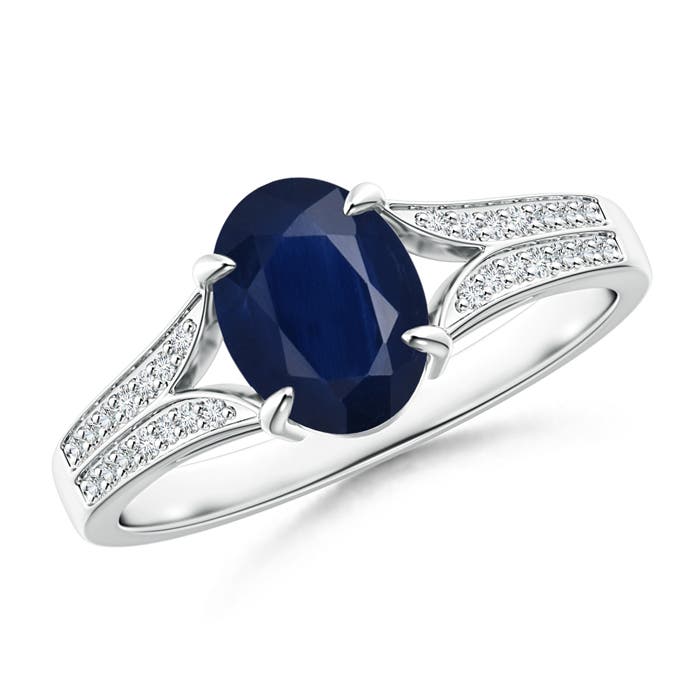 A - Blue Sapphire / 1.67 CT / 14 KT White Gold