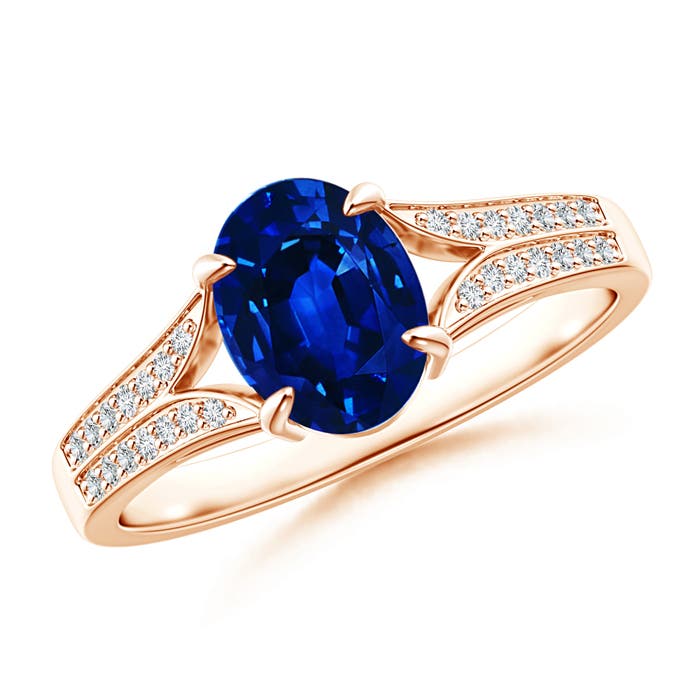 AAAA - Blue Sapphire / 1.67 CT / 14 KT Rose Gold