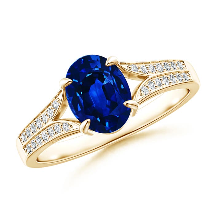 AAAA - Blue Sapphire / 1.67 CT / 14 KT Yellow Gold