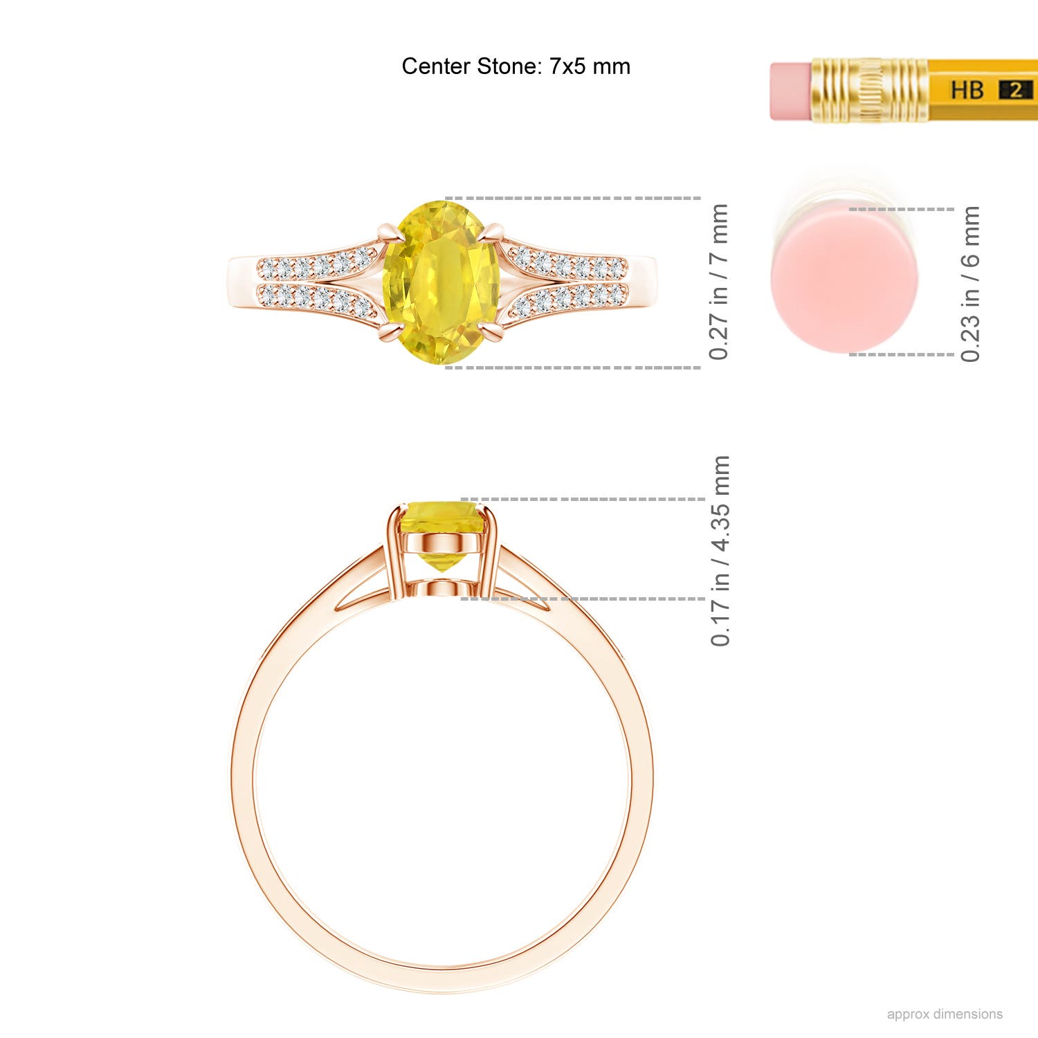 AA - Yellow Sapphire / 1.11 CT / 14 KT Rose Gold