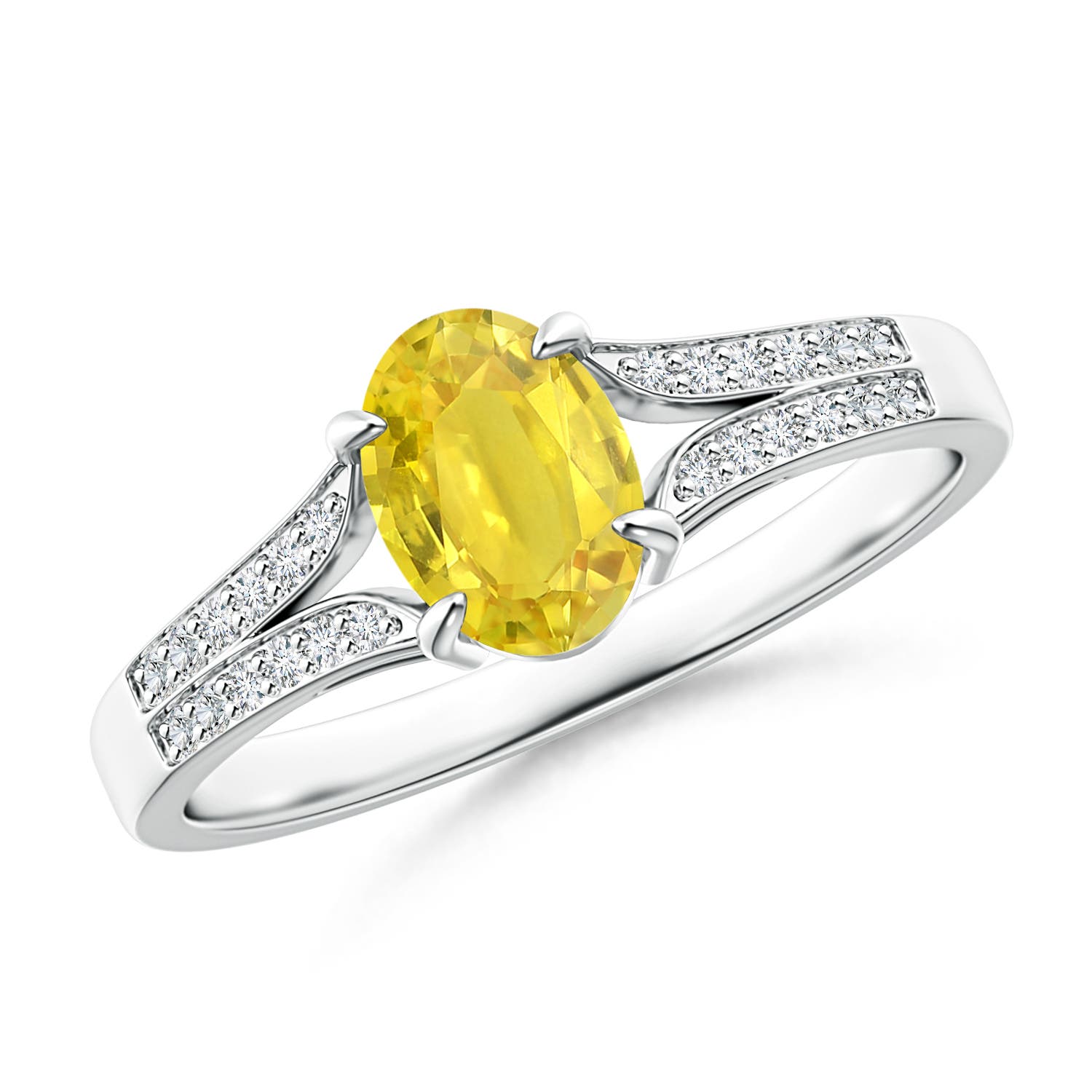 AA - Yellow Sapphire / 1.11 CT / 14 KT White Gold