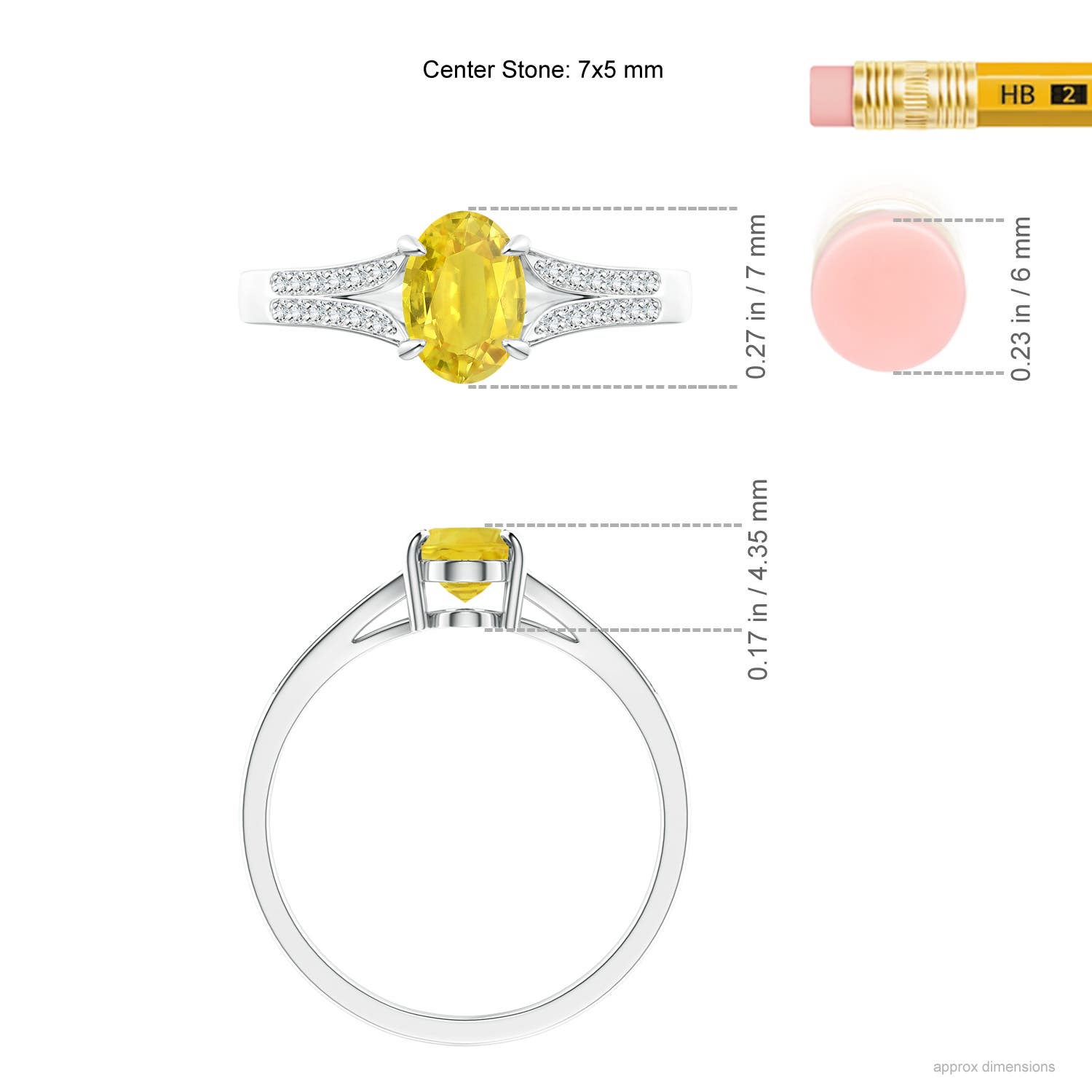 AA - Yellow Sapphire / 1.11 CT / 14 KT White Gold