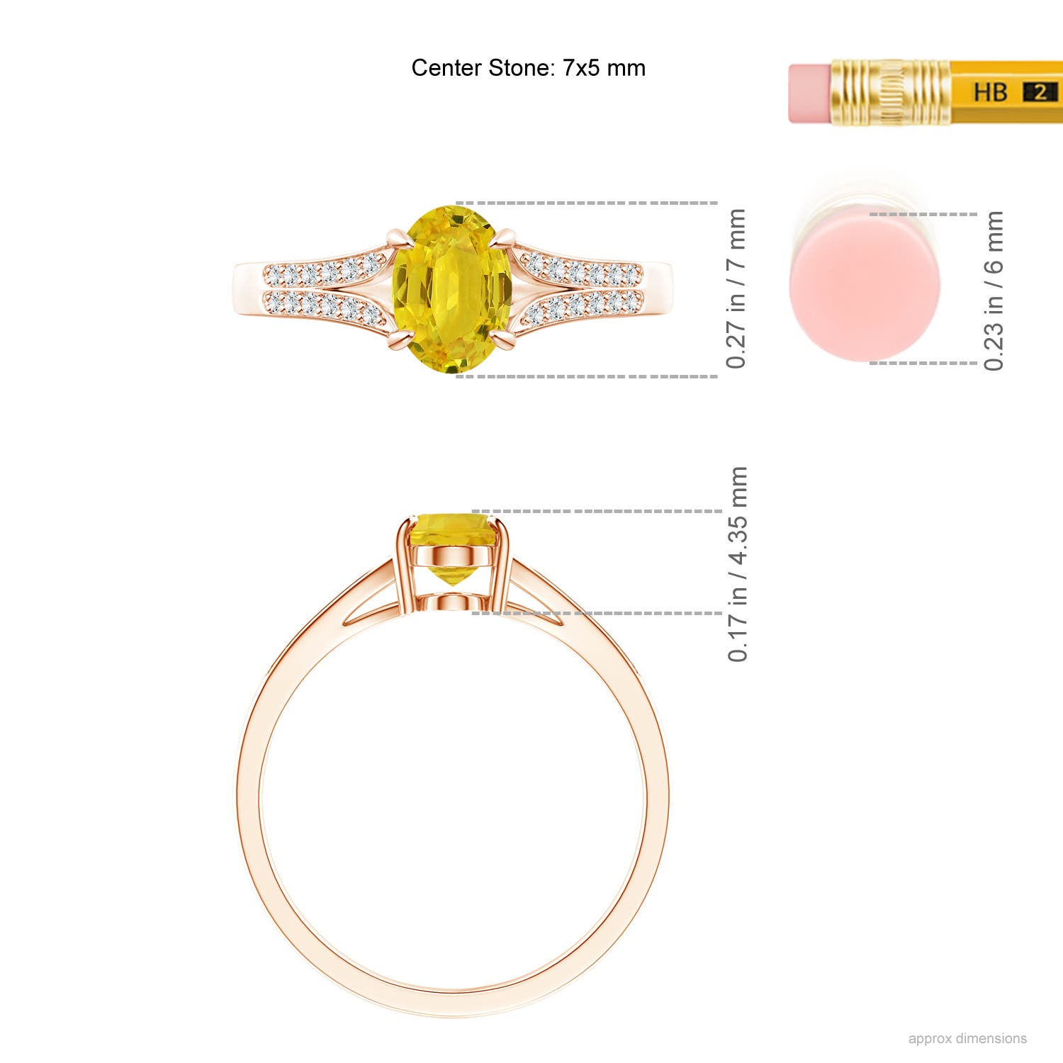 AAA - Yellow Sapphire / 1.11 CT / 14 KT Rose Gold