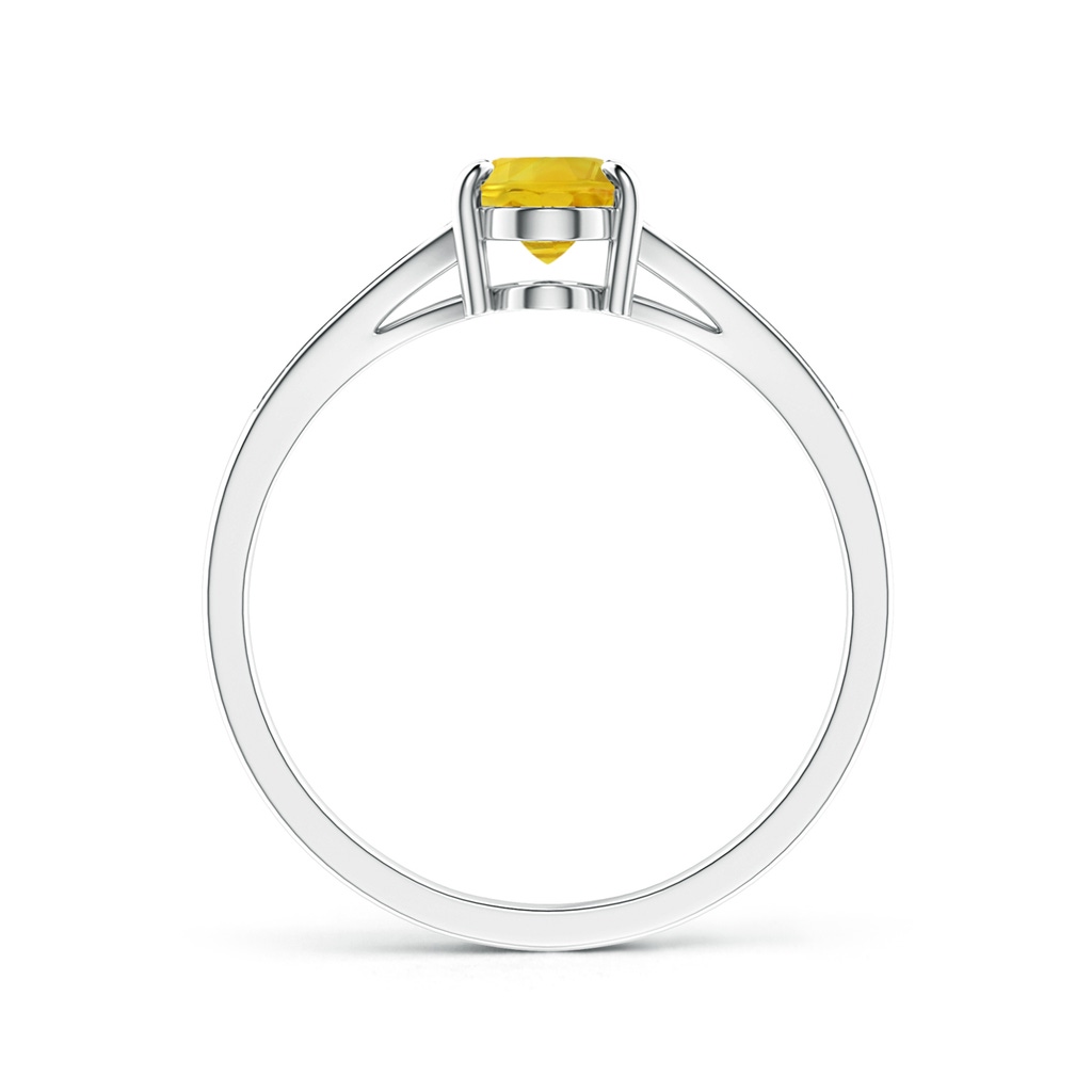 7x5mm AAA Vintage Style Solitaire Oval Yellow Sapphire Split Shank Ring in White Gold - side 199