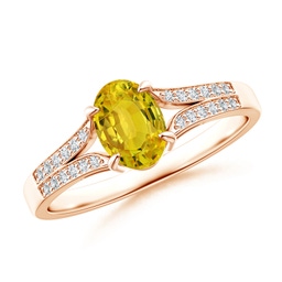 Side Stones Rose Gold Yellow Sapphire Rings
