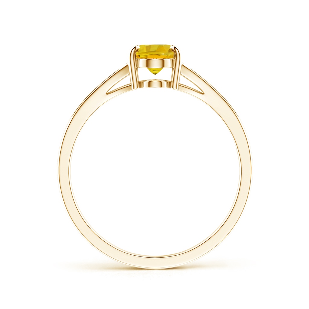 7x5mm AAAA Vintage Style Solitaire Oval Yellow Sapphire Split Shank Ring in Yellow Gold - side 199