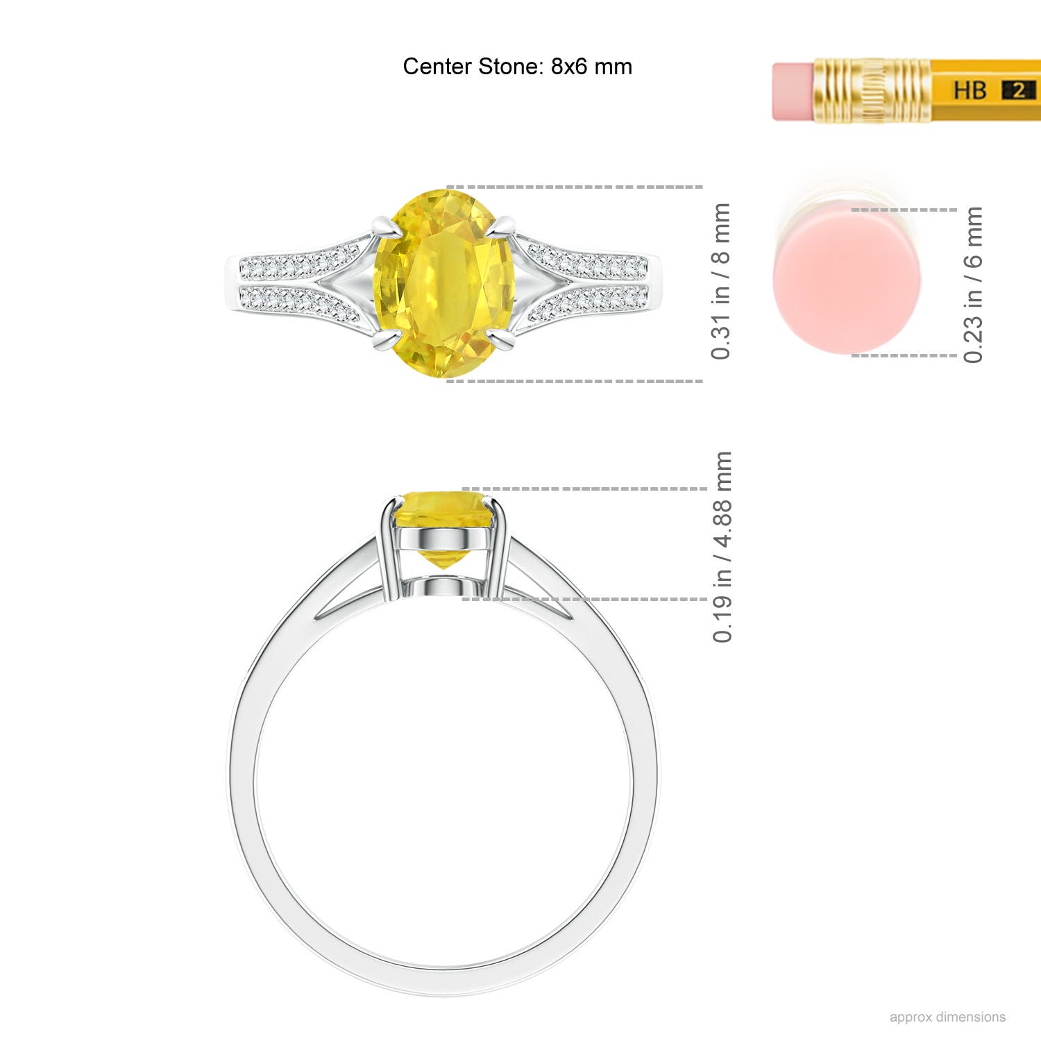 AA - Yellow Sapphire / 1.62 CT / 14 KT White Gold