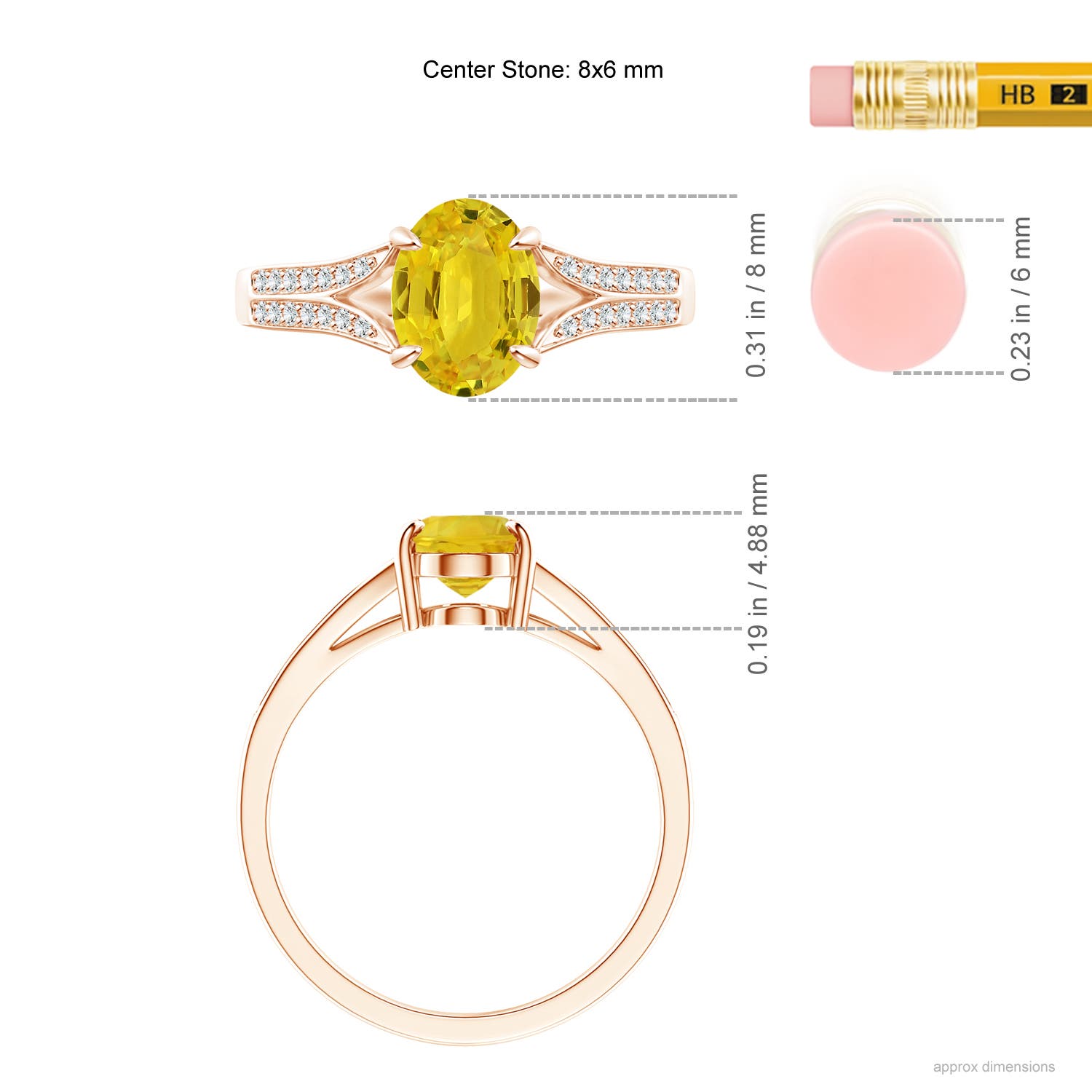 AAA - Yellow Sapphire / 1.62 CT / 14 KT Rose Gold