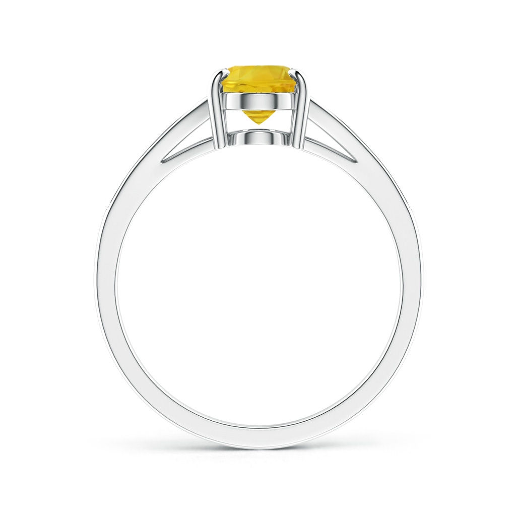 8x6mm AAA Vintage Style Solitaire Oval Yellow Sapphire Split Shank Ring in White Gold - side 199
