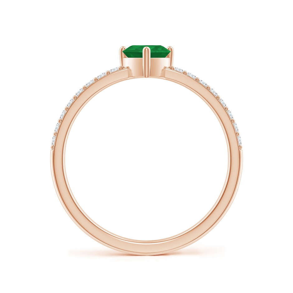 5mm A 3-Prong-Set Heart Emerald Ring With Diamond Accents in Rose Gold side-1