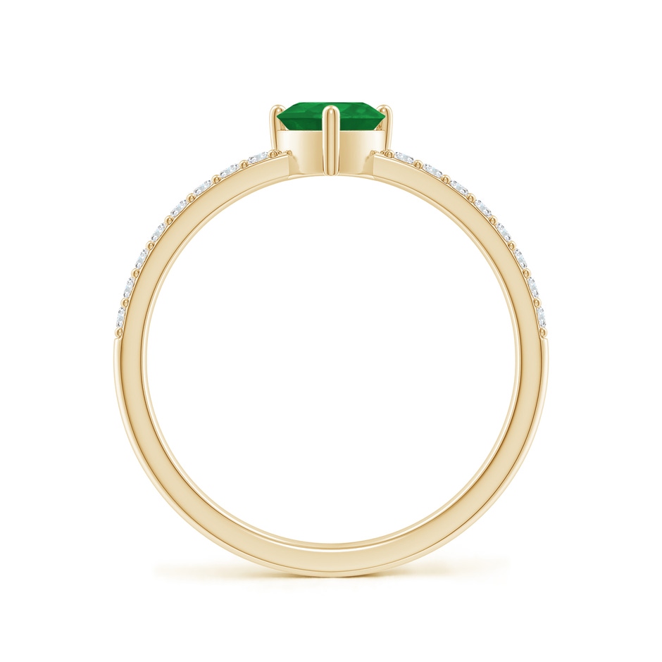 5mm A 3-Prong-Set Heart Emerald Ring With Diamond Accents in Yellow Gold side-1