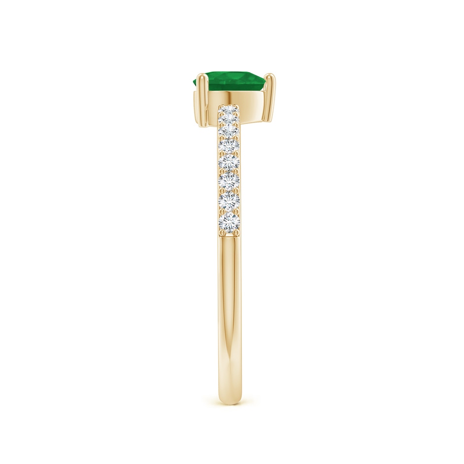 5mm A 3-Prong-Set Heart Emerald Ring With Diamond Accents in Yellow Gold side-2
