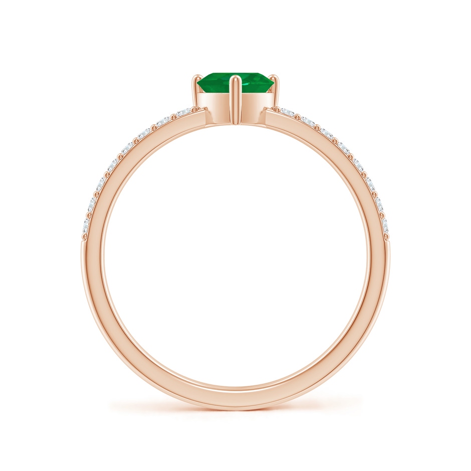 5mm AA 3-Prong-Set Heart Emerald Ring With Diamond Accents in Rose Gold side-1