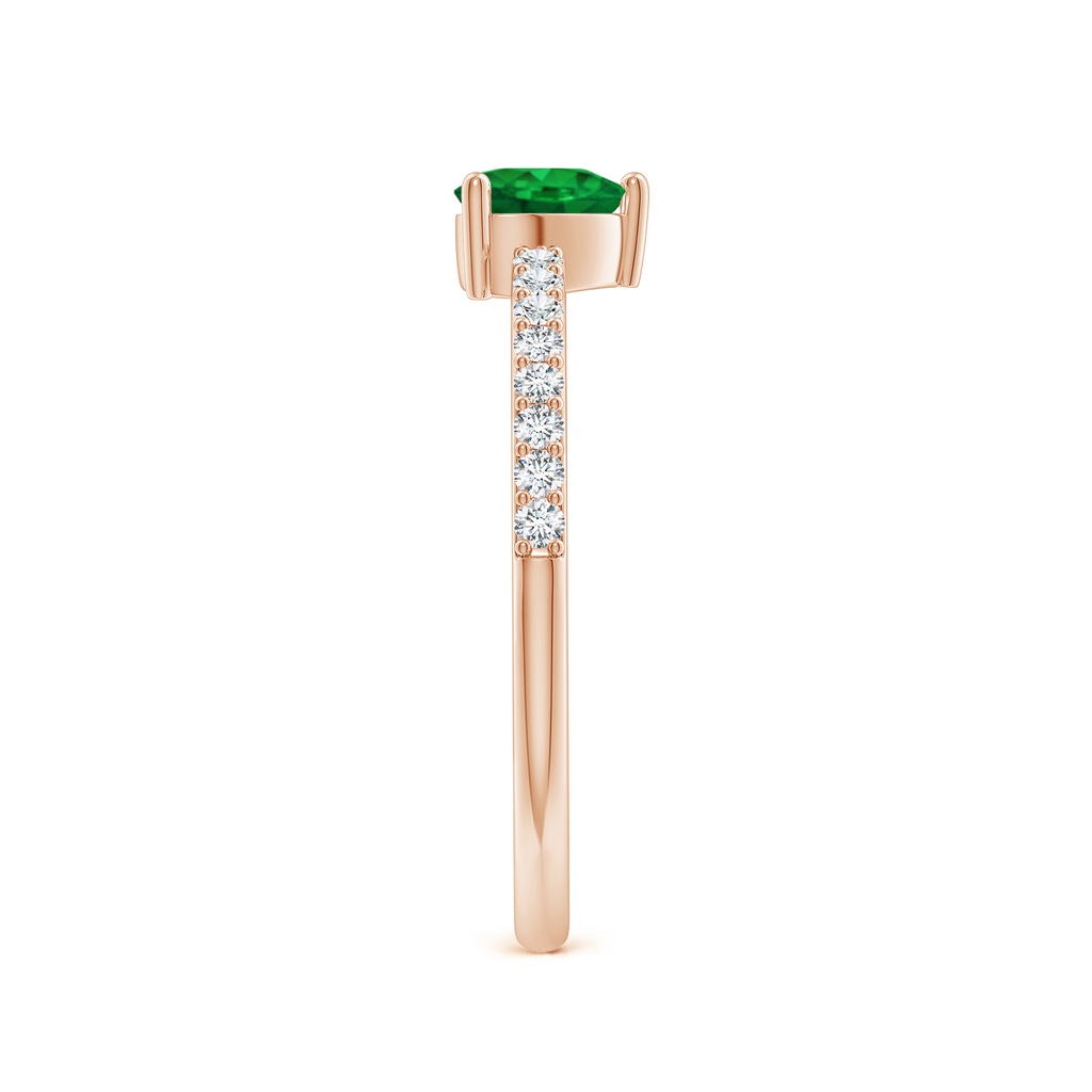 5mm AAA 3-Prong-Set Heart Emerald Ring With Diamond Accents in Rose Gold Side-2