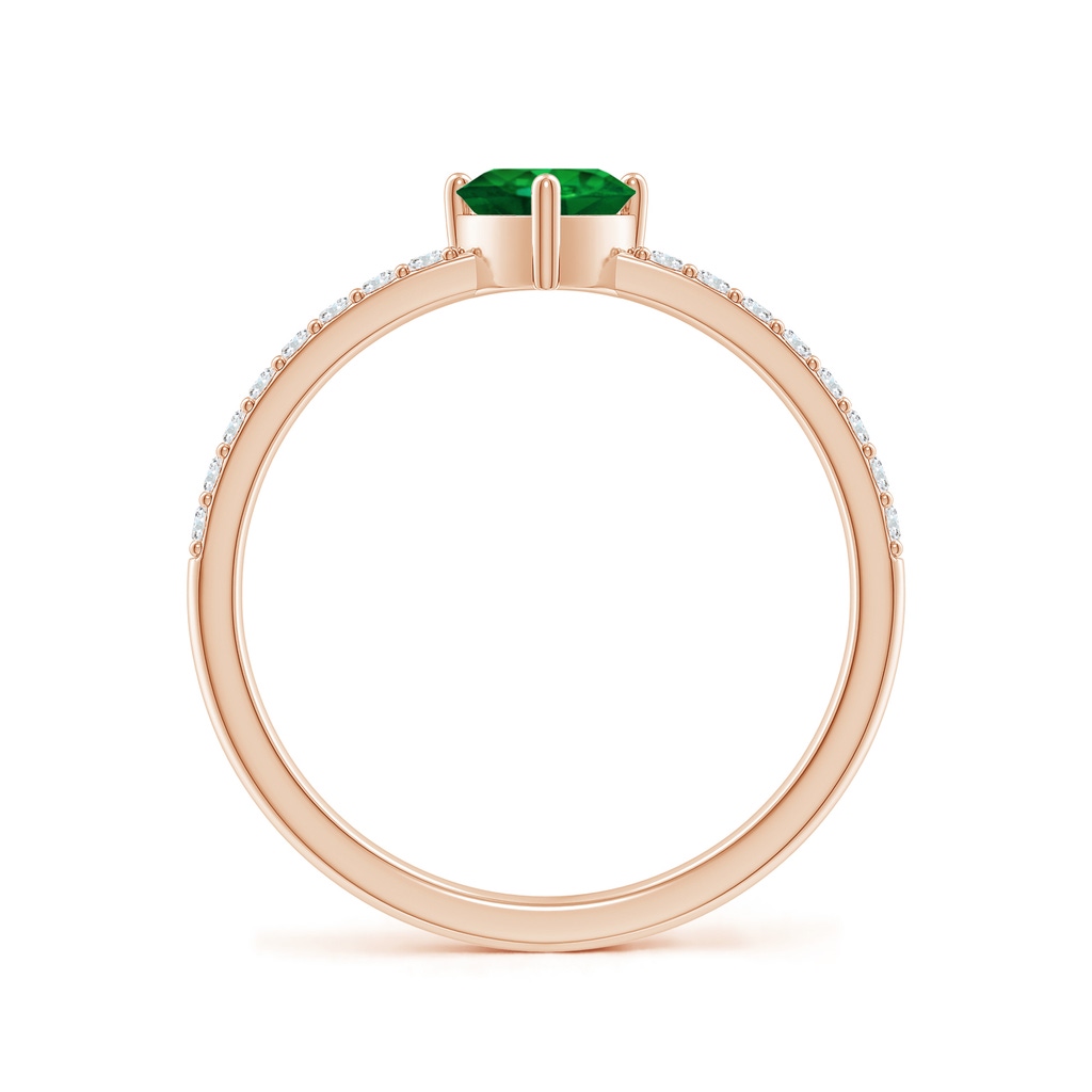5mm AAAA 3-Prong-Set Heart Emerald Ring With Diamond Accents in Rose Gold - side_1