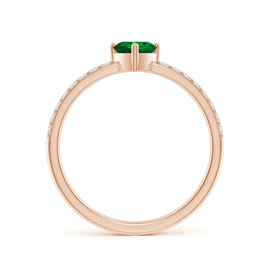 5mm AAAA 3-Prong-Set Heart Emerald Ring With Diamond Accents in Rose Gold side-1