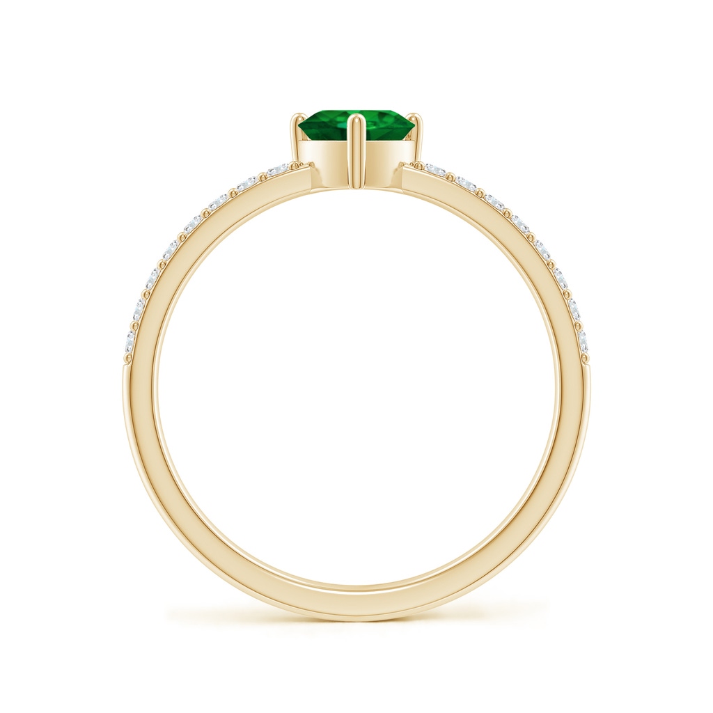 5mm AAAA 3-Prong-Set Heart Emerald Ring With Diamond Accents in Yellow Gold - side_1