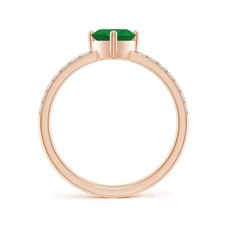 6mm A 3-Prong-Set Heart Emerald Ring With Diamond Accents in Rose Gold side-1