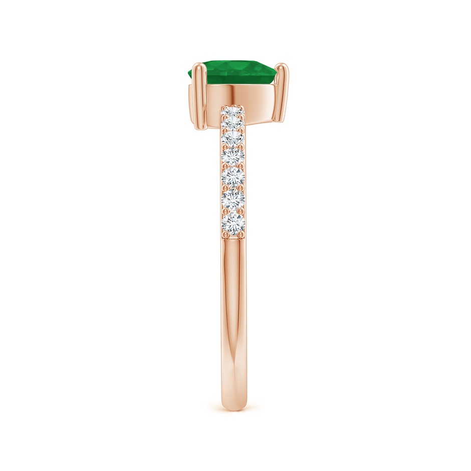 6mm A 3-Prong-Set Heart Emerald Ring With Diamond Accents in Rose Gold side-2