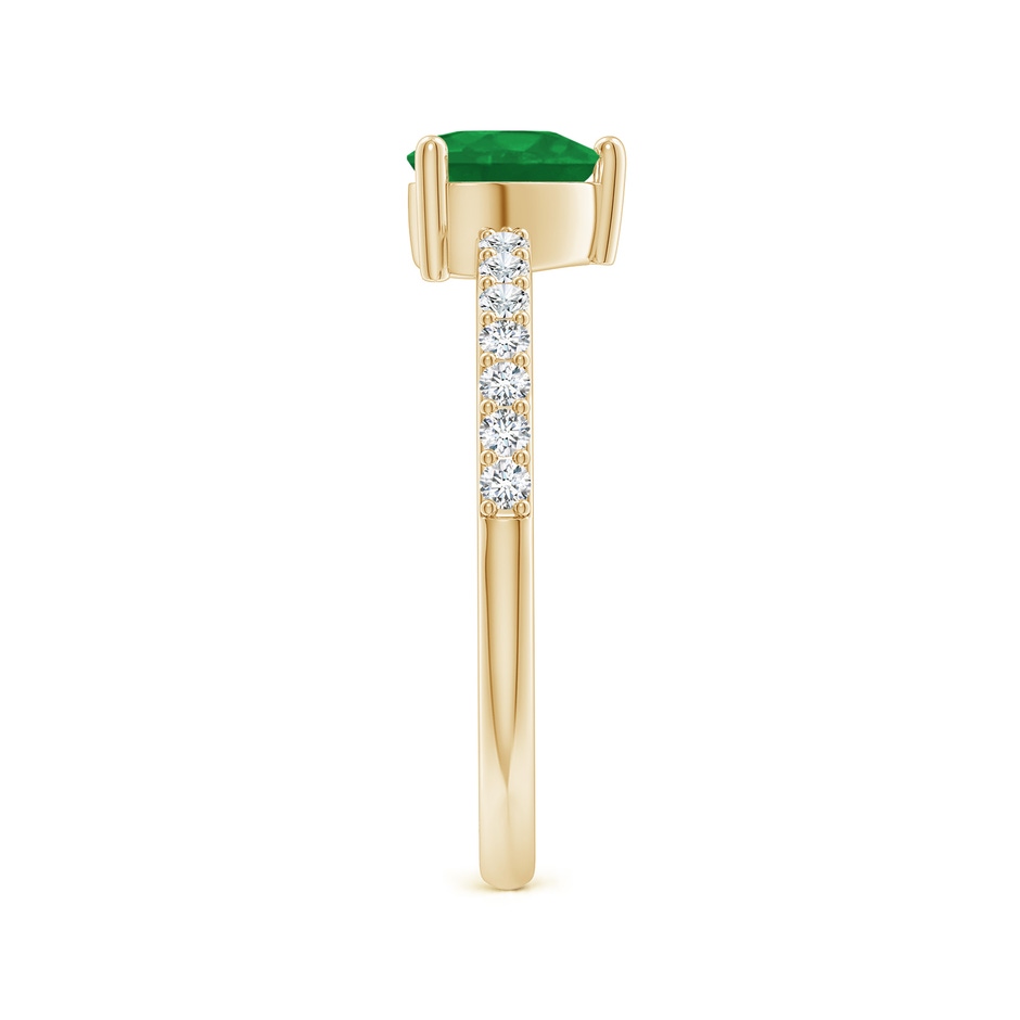 6mm A 3-Prong-Set Heart Emerald Ring With Diamond Accents in Yellow Gold side-2